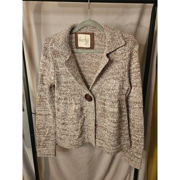 Kenji Brown & Cream Knit Sweater (Wool Blend, S/M) - Picture 1 of 9